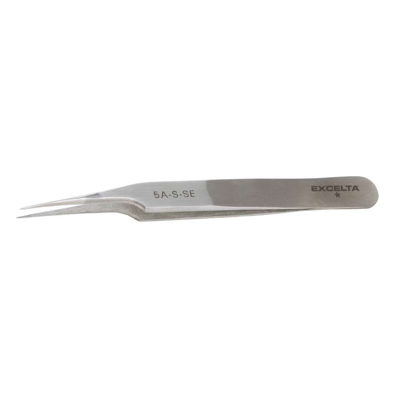 Tweezer - Offset Ultra Fine - One Star 4.5" Stainless Steel taper
